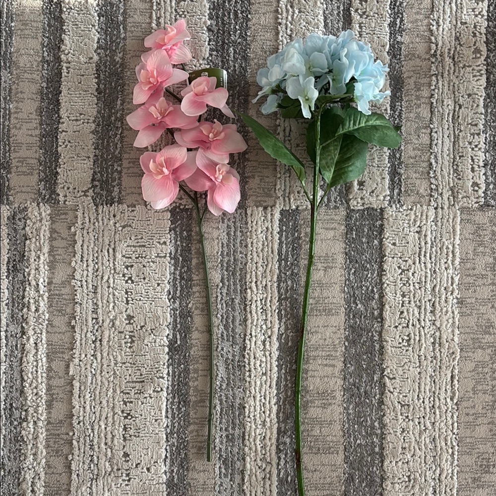 Elegant Pink and Blue Artificial Flower Set